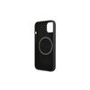 Apple iPhone 13 Mini Guess Dėklas silikoninis Logo Plate MagSafe (GUHMP13SSPLK) juodos spalvos