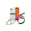 Apple iPhone 13 Mini Guess dėklas 4G Brown Strap Gold Chain (GUHCP13SKC4GBGO) skaidrus