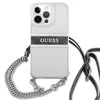 Apple iPhone 13 Mini Guess dėklas 4G Pilkas Strap Sidabrinis Chain (GUHCP13SKC4GBSI) skaidrus