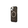 Apple iPhone 13 Pro Guess Dėklas Gold Outline Translucent MagSafe (GUHMP13LHTCMK) juodos spalvos
