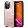 Dėklas Apple iPhone 13 Pro 6,1" Guess Croco Strap Collection GUHCP13LPCRBPI rožinės spalvos