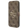 Dėklas Apple iPhone 13 Pro Max Guess Book 4G didelis metalinis logotipas (GUBKP13X4GMGBR) rudos spalvos