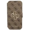 Dėklas Apple iPhone 13 Pro Max Guess Book 4G didelis metalinis logotipas (GUBKP13X4GMGBR) rudos spalvos