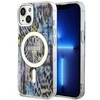 Guess GUHMP14SHLEOPWB Apple iPhone 14 / 15 / 13 6.1″ mėlynas kietas dėklas Leopard MagSafe