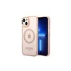Apple iPhone 14 Guess Dėklas Gold Outline Translucent MagSafe (GUHMP14SHTCMP) rožinės spalvos