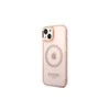 Apple iPhone 14 Guess Dėklas Gold Outline Translucent MagSafe (GUHMP14SHTCMP) rožinės spalvos