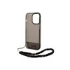 Apple iPhone 14 Pro Guess dėklas Translucent Stap Pearl juodos spalvos