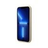 GUESS dėklas skirtas Apple iPhone 14 Pro GUHCP14LHGGSHD (Glitter Flakes Script Metal Logo) aukso spalvos