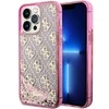 Apple iPhone 14 Pro Guess dėklas Liquid Glitter 4G Transculent (GUHCP14LLC4PSGP) rožinės spalvos