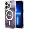 Apple iPhone 14 Pro Guess dėklas Golden Marble Collection MagSafe (GUHMP14LHTMRSU) violetinės spalvos