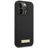 Apple iPhone 14 Pro Guess Dėklas silikoninis Logo Plate MagSafe juodos spalvos