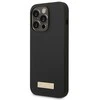 Apple iPhone 14 Pro Guess Dėklas silikoninis Logo Plate MagSafe juodos spalvos