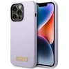 Guess telefono dėklas iPhone 14 Pro 6,1 GUHMP14LSBPLU violetinė hard telefono dėklas Liquid Silikoninis Logo MagSafe
