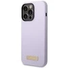 Guess telefono dėklas iPhone 14 Pro 6,1 GUHMP14LSBPLU violetinė hard telefono dėklas Liquid Silikoninis Logo MagSafe