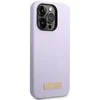 Guess telefono dėklas iPhone 14 Pro 6,1 GUHMP14LSBPLU violetinė hard telefono dėklas Liquid Silikoninis Logo MagSafe