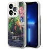 Guess GUHCP14XLFLSB Apple iPhone 14 Pro Max 6,7″ mėlynas kietas dėklas Flower Liquid Glitter