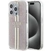 Apple iPhone 14 Pro Max Guess dėklas IML 4G Gold Stripe (GUHCP14XH4PSEGP) rožinės spalvos