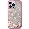 Apple iPhone 14 Pro Max Guess dėklas Liquid Glitter 4G Transculent (GUHCP14XLC4PSGP) rožinės spalvos