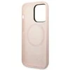 Guess telefono dėklas iPhone 14 Pro Max 6,7 GUHMP14XSBPLP rožinė hard telefono dėklas Liquid Silikoninis Logo Plate MagSafe