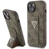 Guess GUHCP15SPGS4TDW Apple iPhone 15 / 14 / 13 6.1″ rudos spalvos kietas dėklas Grip Stand 4G Triangle Strass