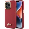 Apple iPhone 15 Pro Guess dėklas Silicone Script Metal Logo &amp; Frame (GUHCP15LSMBSLM) raudonos spalvos