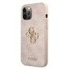 Guess PU 4G Metal Logo dėklas skirtas Apple iPhone 12/12 Pro rožinės spalvos