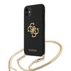 „Guess“ GUHCP12LLSC4GBK iPhone 12 Pro Max6,7" juodas/juodas kietas dėklas 4G auksinės grandinėlės kolekcija