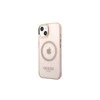 Apple iPhone 13 Pro Max Guess Dėklas Gold Outline Translucent MagSafe (GUHMP13XHTCMP) rožinės spalvos