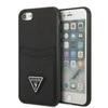 Apple iPhone SE 2022 / SE 2020 / 7 / 8 Guess dėklas Saffiano Triangle Logo Cardslot juodos spalvos