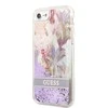 „Guess“ dėklas su skystais blizgučiais ir gėlių raštais, skirtas iPhone SE 2022 / SE 2020 / 7 / 8 - violetinė