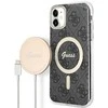 Guess Rinkinys GUBPN61H4EACSK Dėklas + Įkroviklis Apple iPhone 11 6.1″ juodos spalvos Hard Dėklas 4G Print MagSafe