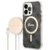 Apple iPhone 13 PRO Guess dėklas 4G Print MagSafe + Belaidis Įkroviklis (GUBPP13XH4EACSK) juodos spalvos