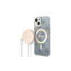 Apple iPhone 14 Guess dėklas 4G Print MagSafe + Belaidis Įkroviklis (GUBPP14XHJEACSA) mėlynos spalvos