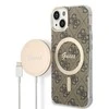 Guess set telefono dėklas + pakrovėjas iPhone 14 Plus 6,7 GUBPP14MH4EACSW ruda hard telefono dėklas 4G Print MagSafe