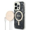 Apple iPhone 14 Pro Max Guess dėklas Marble MagSafe + Belaidis Įkroviklis (GUBPP14SHMEACSH) juodos spalvos
