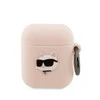Apple AirPods Karl Lagerfeld silikoninis Choupette Head 3D light ausinių dėklas rožinės spalvos