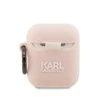 Apple AirPods Karl Lagerfeld silikoninis Choupette Head 3D light ausinių dėklas rožinės spalvos