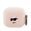 Apple AirPods 3 Karl Lagerfeld silikoninis Choupette Head 3D light ausinių dėklas rožinės spalvos