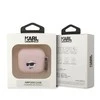 Apple AirPods 3 Karl Lagerfeld silikoninis Choupette Head 3D light ausinių dėklas rožinės spalvos