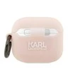 Apple AirPods 3 Karl Lagerfeld silikoninis Choupette Head 3D light ausinių dėklas rožinės spalvos