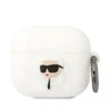 Apple AirPods 3 Karl Lagerfeld silikoninis Karl Head 3D ausinių dėklas baltos spalvos