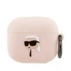 Apple AirPods 3 Karl Lagerfeld silikoninis Karl Head 3D light ausinių dėklas rožinės spalvos