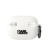 Apple AirPods Pro 2 Karl Lagerfeld silikoninis Choupette Head 3D ausinių dėklas baltos spalvos