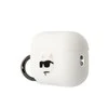 Apple AirPods Pro 2 Karl Lagerfeld silikoninis Choupette Head 3D ausinių dėklas baltos spalvos