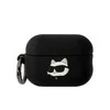 Apple AirPods Pro 2 Karl Lagerfeld silikoninis Choupette Head 3D ausinių dėklas juodos spalvos