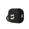 Apple AirPods Pro 2 Karl Lagerfeld silikoninis Choupette Head 3D ausinių dėklas juodos spalvos