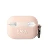 Apple AirPods Pro 2 Karl Lagerfeld silikoninis Choupette Head 3D light ausinių dėklas rožinės spalvos