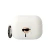 Apple AirPods Pro 2 Karl Lagerfeld silikoninis Karl Head 3D ausinių dėklas baltos spalvos