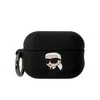 Apple AirPods Pro 2 Karl Lagerfeld silikoninis Karl Head 3D ausinių dėklas juodos spalvos