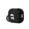 Apple AirPods Pro 2 Karl Lagerfeld silikoninis Karl Head 3D ausinių dėklas juodos spalvos